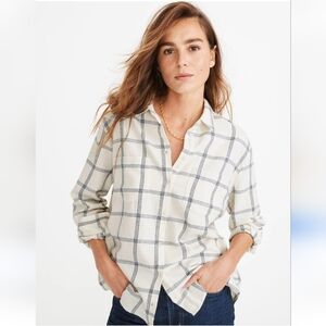 Madewell Flannel Sunday Shirt in Windowpane Plaid XS